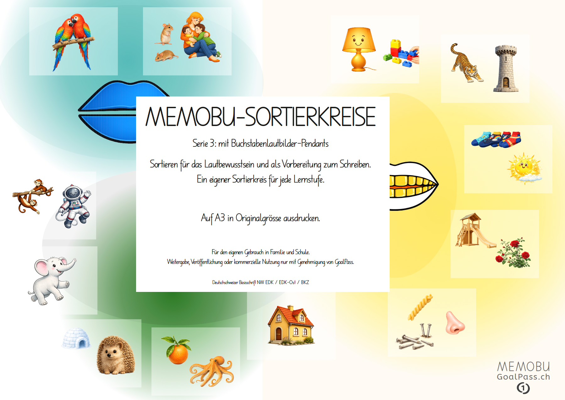 MEMOBU-Sortierkreise 3 für alle Lernstufen mit Buchstabenlautbilder-Pendants