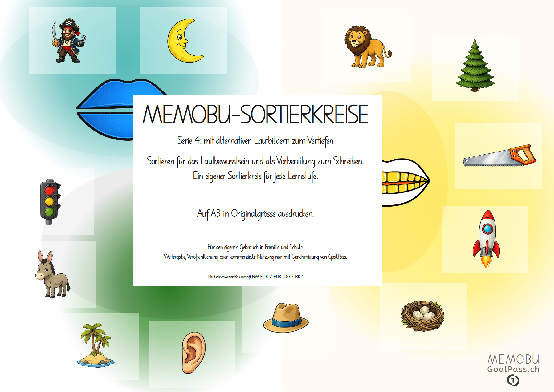 MEMOBU-Sortierkreise 4 für alle Lernstufen mit alternativen Lautbildern