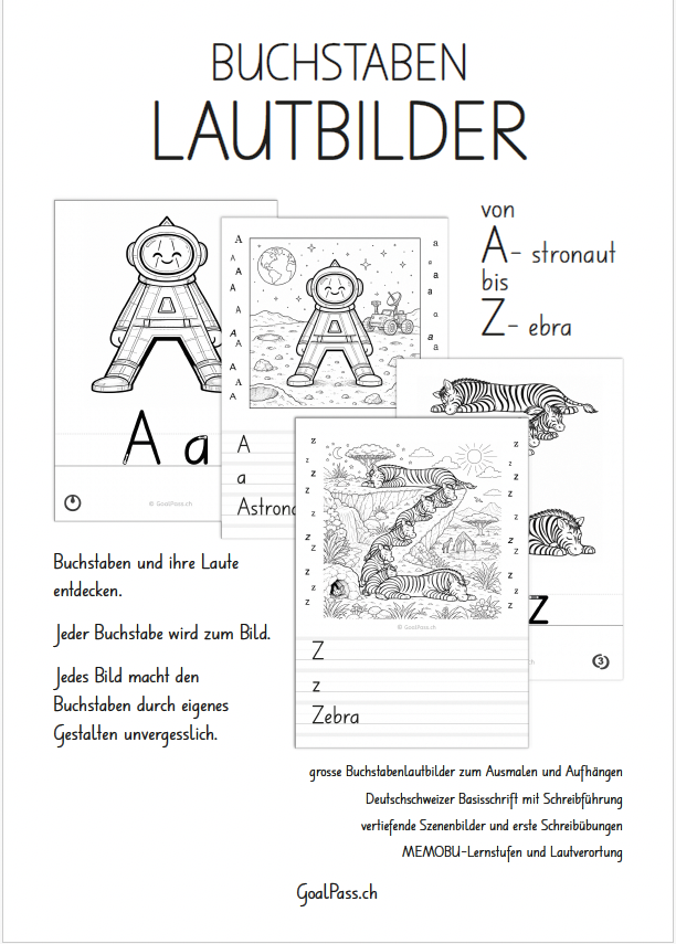 Buchstabenlautbilder zum Selbergestalten (Deutschschweizer Basisschrift, PDF Download)